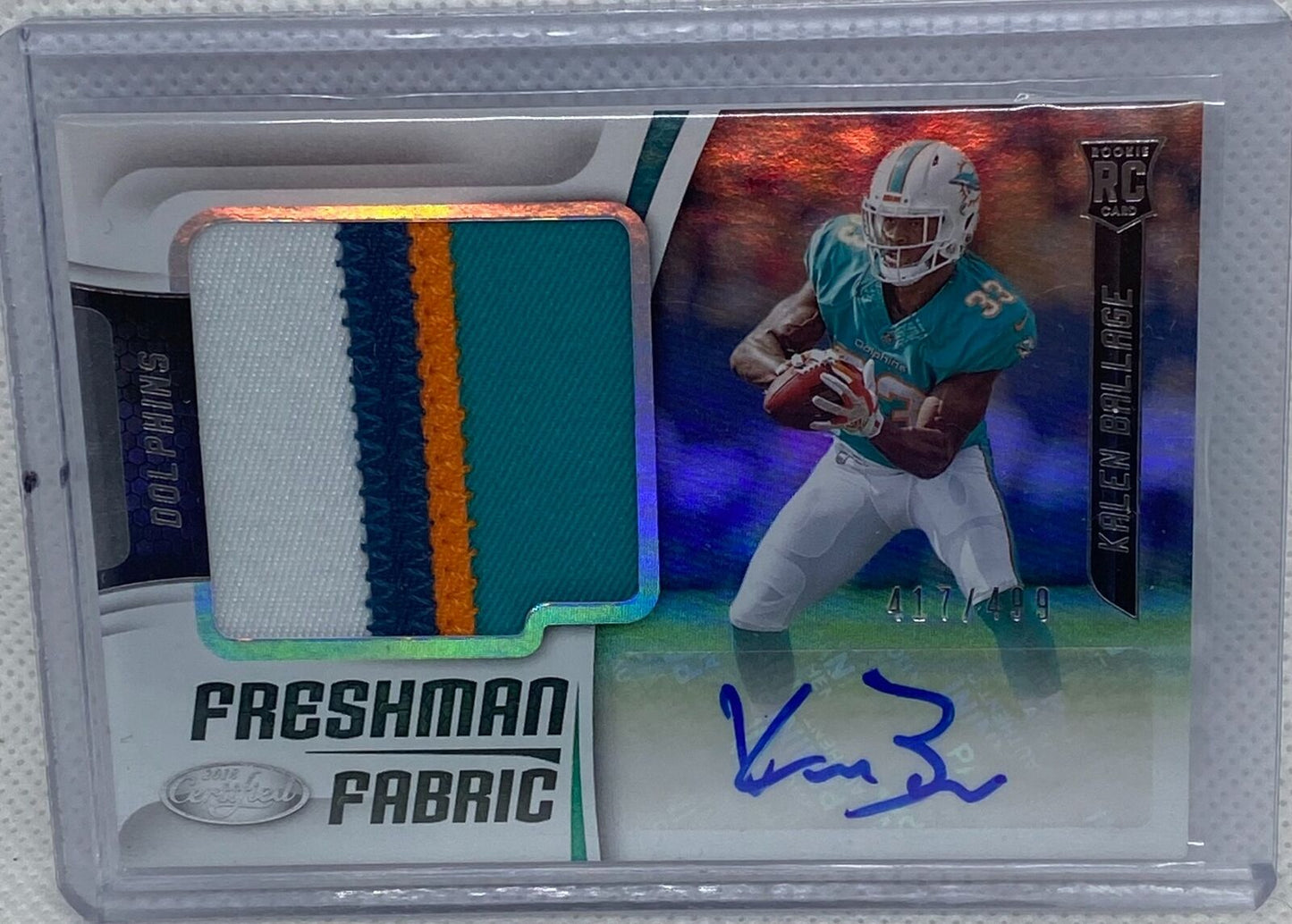 KALEN BALLAGE 2018 PANINI CERTIFIED FRESHMAN FABRIC PATCH AUTO RC #D /499