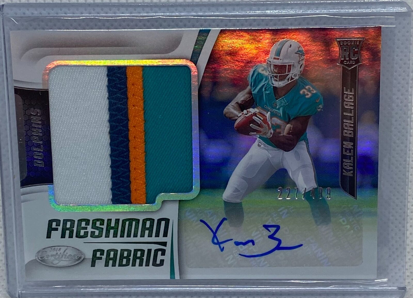 KALEN BALLAGE 2018 PANINI CERTIFIED FRESHMAN FABRIC PATCH AUTO RC #D /499