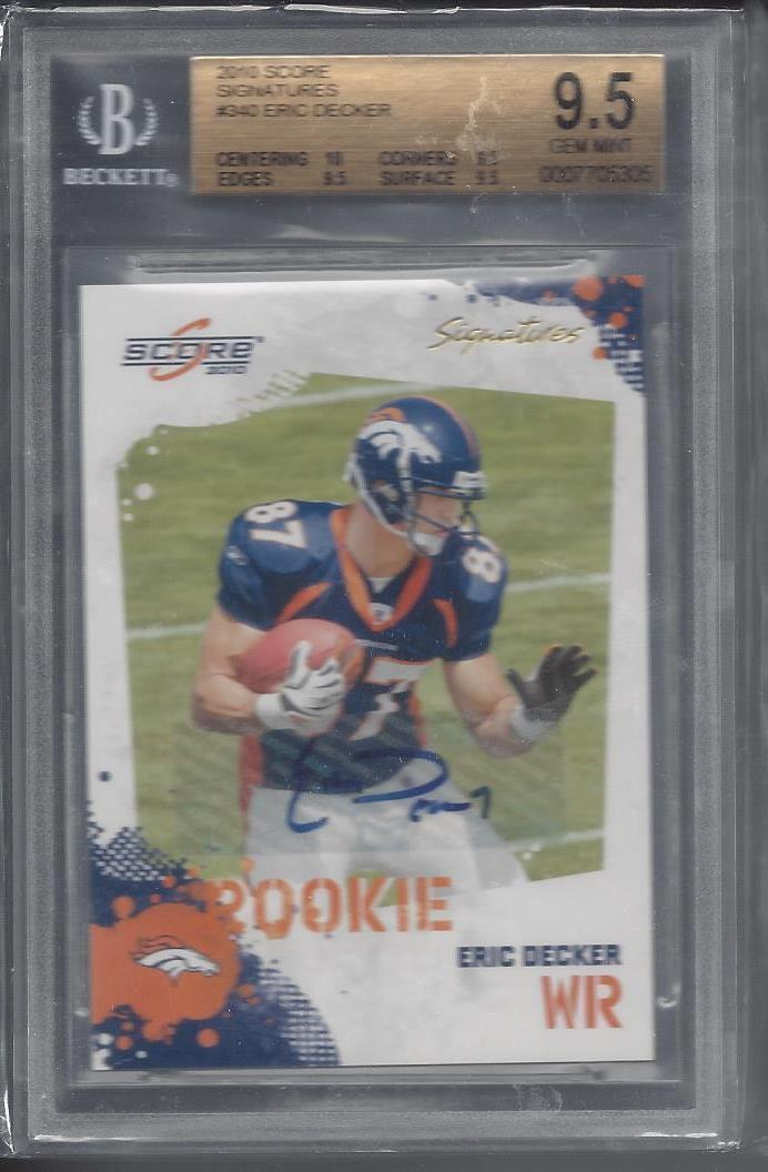 ERIC DECKER 2010 SCORE SIGNATURES SP RARE AUTO RC #340 GRADED BGS 9.5 10 AUTO