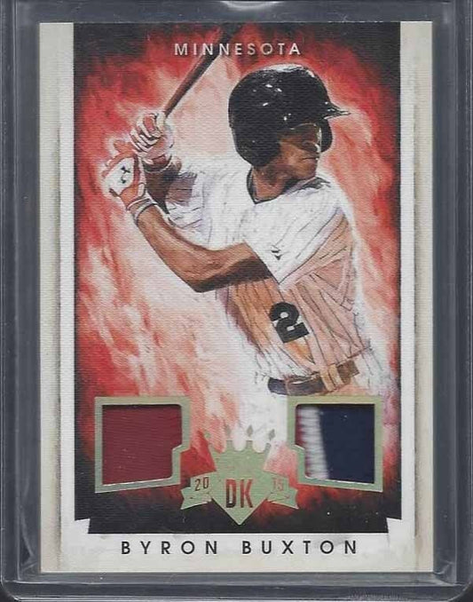 BYRON BUXTON 2015 DONRUSS DIAMOND KINGS PROSPECT DUAL 3 COLOR PATCH #D 10/10