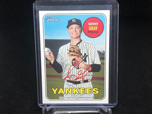 SONNY GRAY 2018 TOPPS HERITAGE ON CARD RED INK AUTO