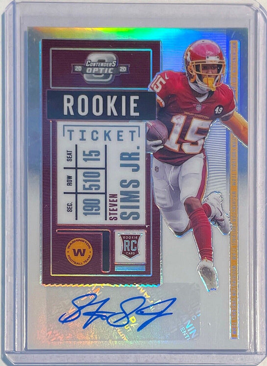 STEVEN SIMS JR. 2020 CONTENDERS OPTIC ROOKIE TICKET AUTO SILVER PRIZM RC #204