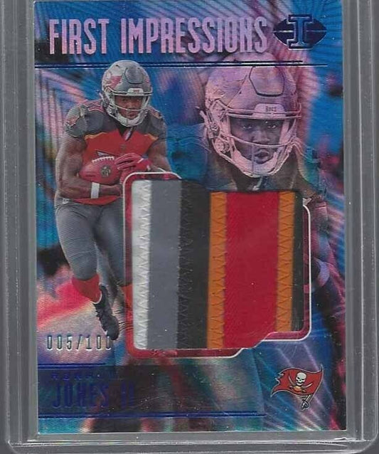 RONALD JONES II 2018 ILLUSIONS FIRST IMPRESSIONS JUMBO ROOKIE PATCH RC #D 5/100