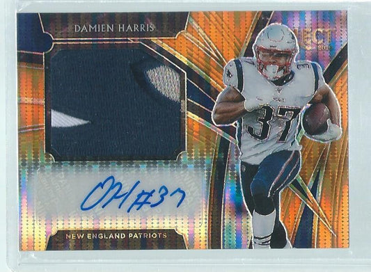 DAMIEN HARRIS 2019 SELECT ORANGE PULSAR PRIZM 3 COLOR PATCH AUTO RC #D 22/23