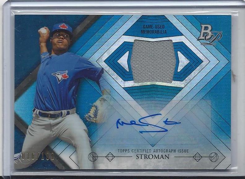 MARCUS STROMAN 2014 BOWMAN PLATINUM BLUE REFRACTOR PROSPECT JERSEY AUTO #D /199