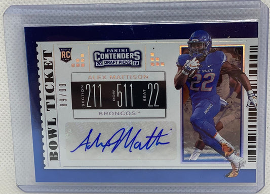 ALEX MATTISON 2019 PANINI CONTENDERS DRAFT PICKS BOWL TICKET AUTO RC #D 89/99