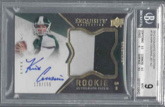 KIRK COUSINS 2012 UD EXQUISITE RPA 2 CLR PATCH AUTO RC /150 BGS 9 w/ 10 AU MINT