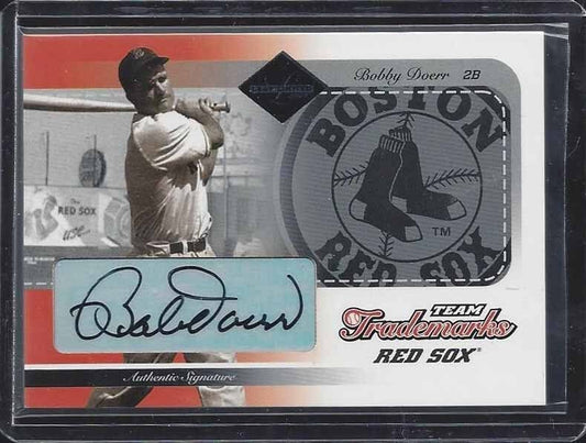 BOBBY DOERR 2003 LEAF LIMITED TEAM TRADEMARKS RED SOX AUTO #D 8/25