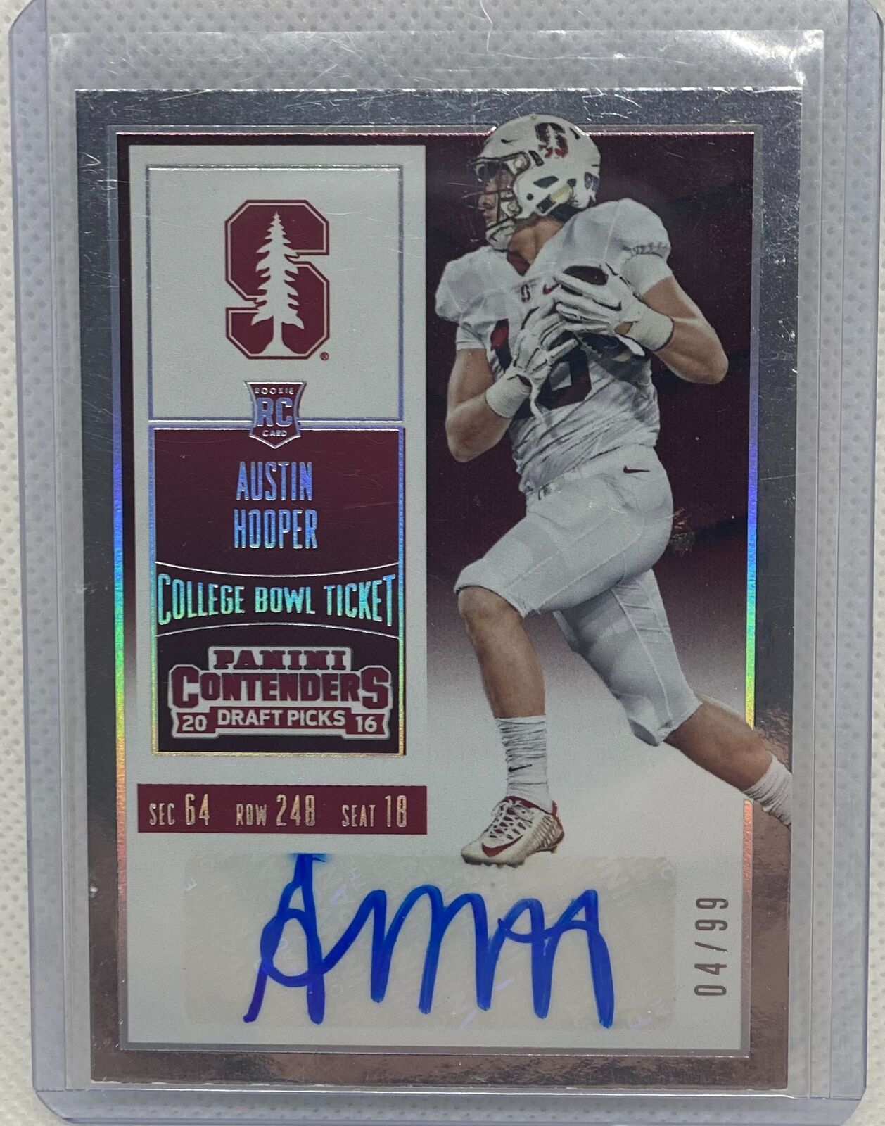 AUSTIN HOOPER 2016 CONTENDERS DRAFT PICKS COLLEGE BOWL TICKET AUTO RC #D 4/99