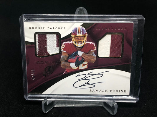 SAMAJE PERINE 2017 IMMACULATE DUAL 2 CLR PATCHES ON CARD AUTO RC #D 47/99