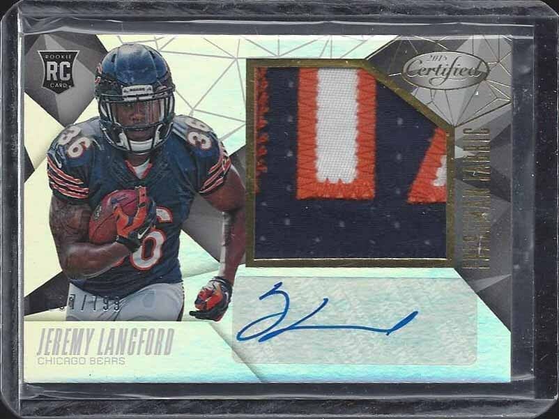 JEREMY LANGFORD 2015 CERTIFIED FRESHMAN FABRIC 3 COLOR JUMBO PATCH AUTO RC /799