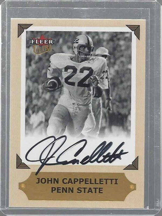 JOHN CAPPALLETTI 2001 FLEER ULTRA ON CARD PENN STATE COLLEGE GREATS PREVIEW AUTO