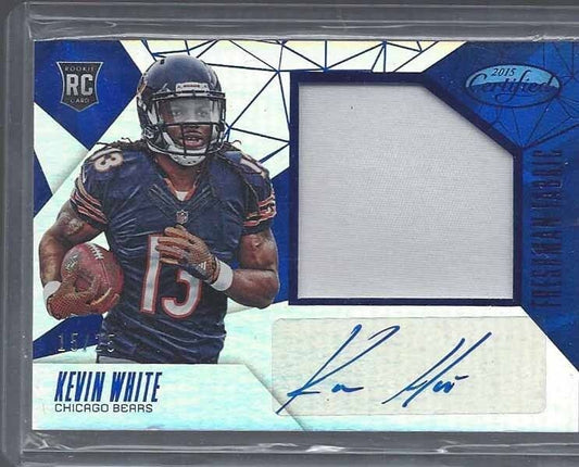 KEVIN WHITE 2015 CERTIFIED FRESHMAN FABRIC BLUE ROOKIE PATCH AUTO RC #D 15/25
