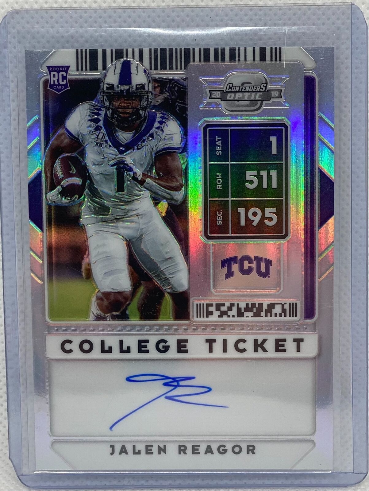 JALEN REAGOR 2020 CONTENDERS PREMIUM SILVER PRIZM ON CARD AUTO RC #118