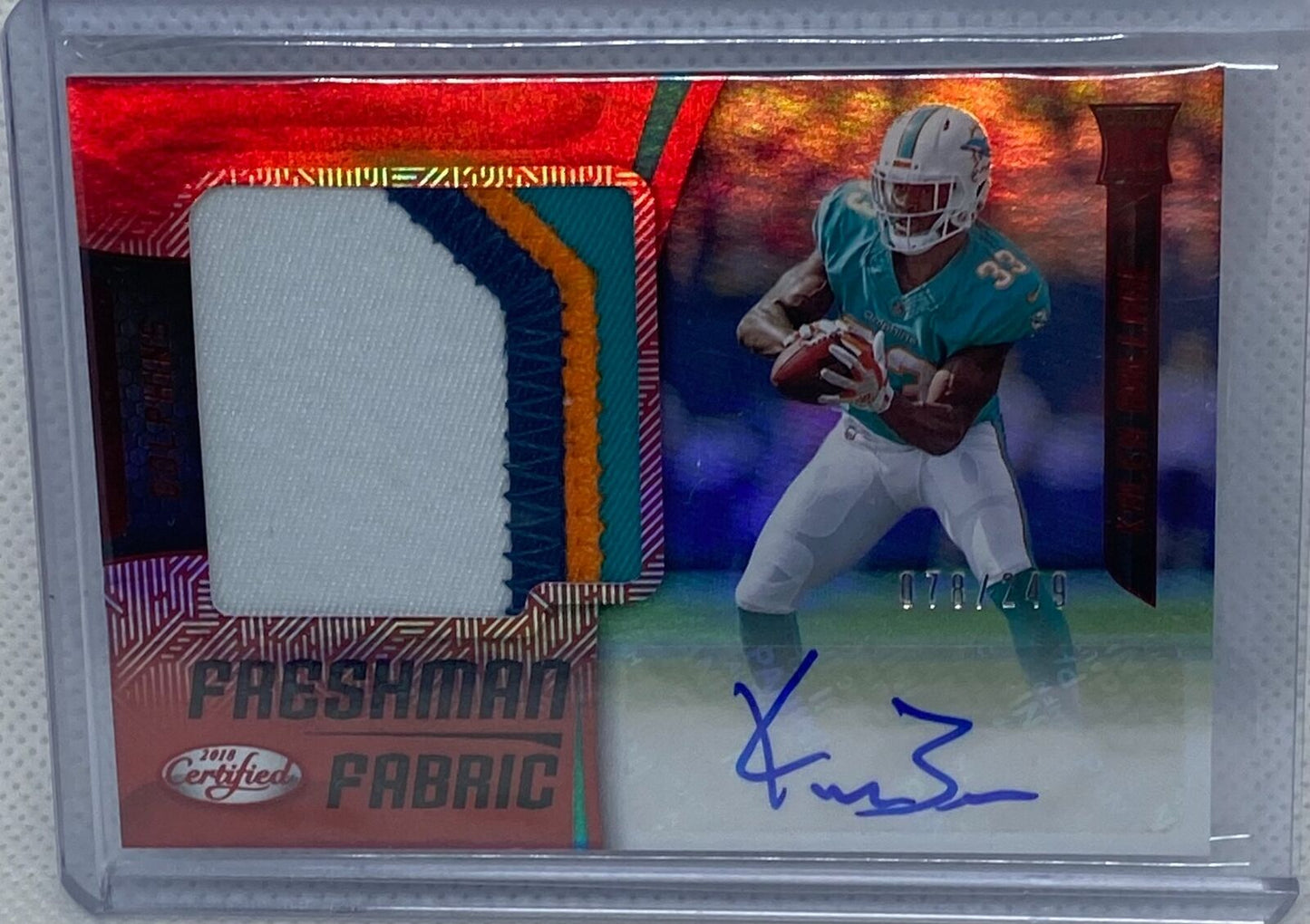 KALEN BALLAGE 2018 PANINI CERTIFIED FRESHMAN FABRIC RED PATCH AUTO RC #D /249