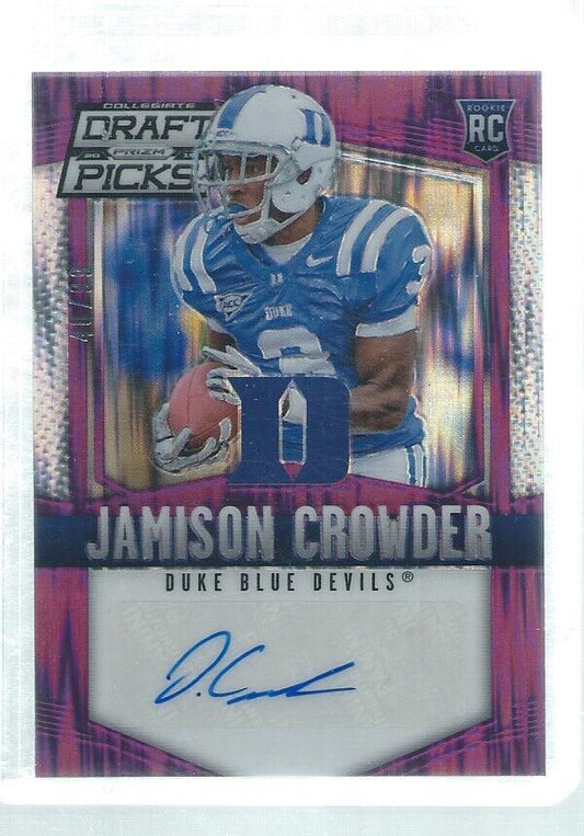 JAMISON CROWDER 2015 PANINI PRIZM PURPLE FLASH PRIZMS ROOKIE AUTO RC #D 40/99