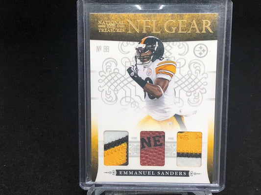 EMMANUEL SANDERS 2011 PANINI NATIONAL TREASURES NFL GEAR PATCH/BALL RC #D 5/49