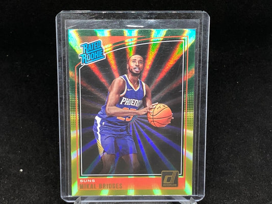 MIKAL BRIDGES 2018-19 PANINI DONRUSS RATED ROOKIE GREEN YELLOW LASER RC # 200