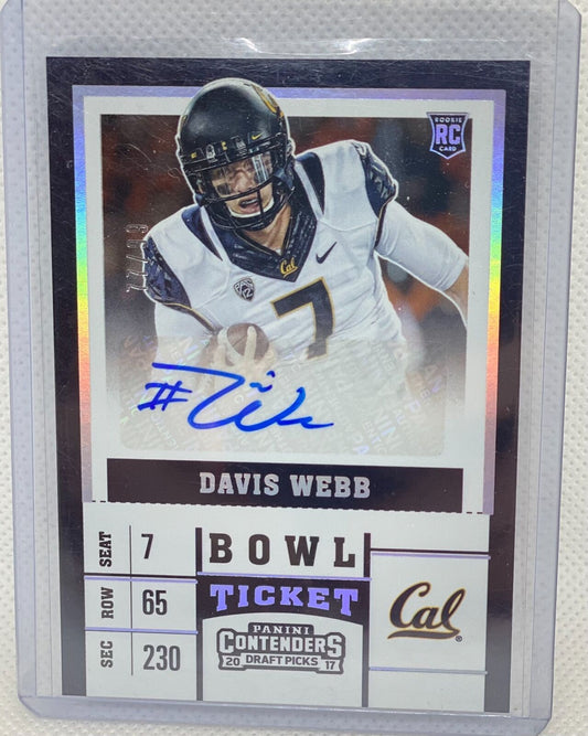 DAVIS WEBB 2017 PANINI CONTENDERS BOWL TICKET AUTO RC #D 77/99