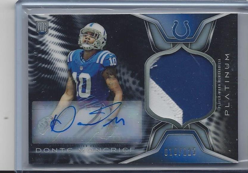 1/1 DONTE MONCRIEF 2014 PLATINUM BLACK REFRACTOR PATCH AUTO RC #D 10/125 JSY #10