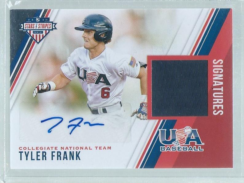 TYLER FRANK 2018 USA STARS & STRIPES JERSEY AUTO PROSPECT #D 42/299