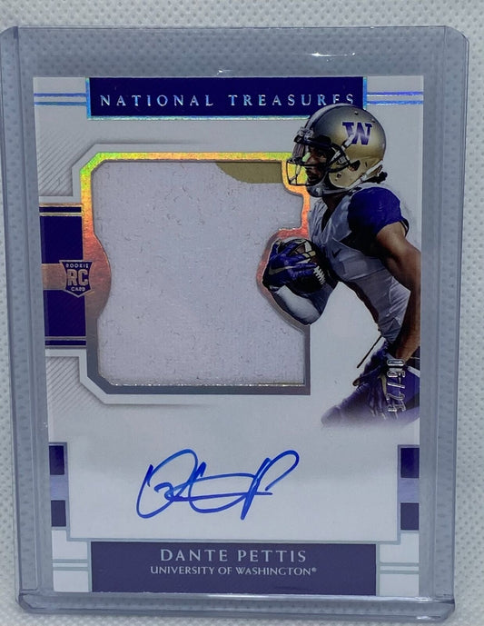 DANTE PETTIS 2018 PANINI NATIONAL TREASURES PATCH ON CARD AUTO RC #D 05/25