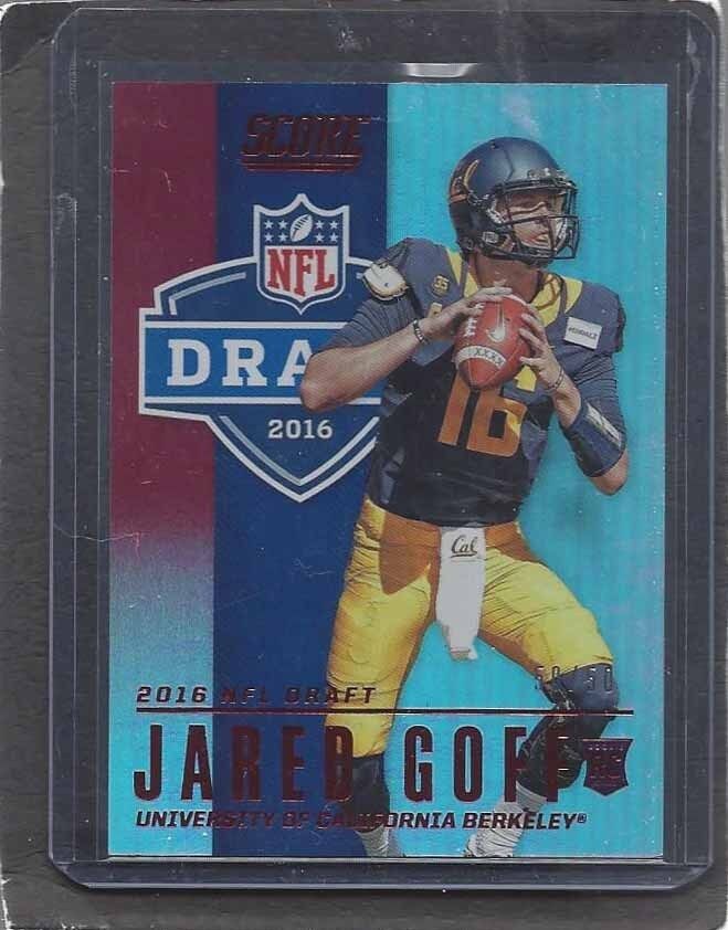 JARED GOFF 2016 SCORE NFL DRAFT RED PARALLEL ROOKIE RC #D 50/50
