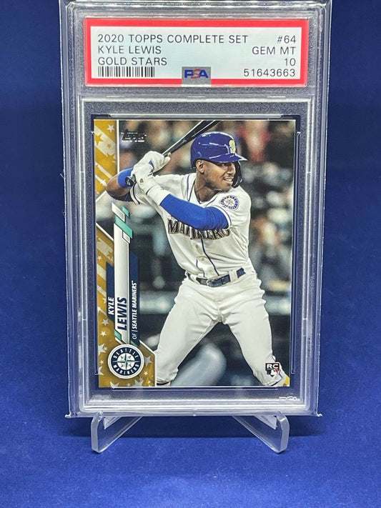 KYLE LEWIS 2020 TOPPS COMPLETE SET GOLD STARS ROOKIE RC #64 PSA 10 GEM MINT