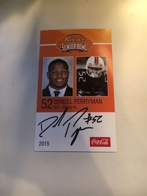 DENZEL PERRYMAN 2015 REESE'S SENIOR BOWL 3X5 MIAMI-FL AUTOGRAPHED CARD QTY