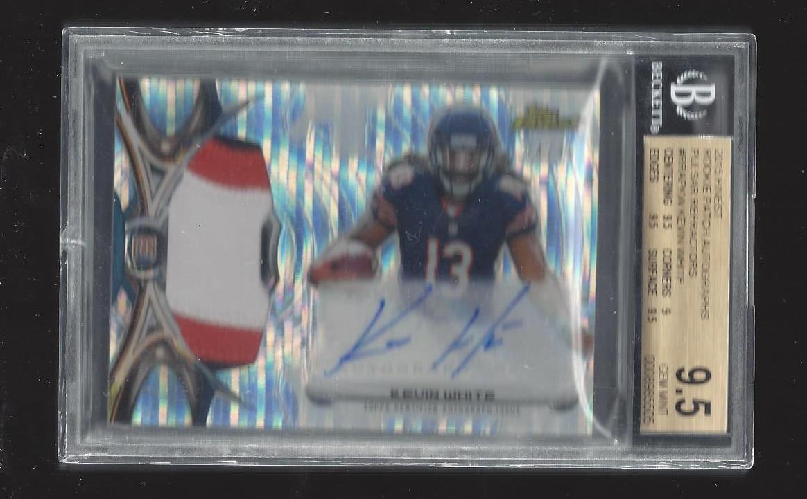KEVIN WHITE 2015 FINEST PULSAR REFRACTOR JUMBO 3 CL PATCH AUTO RC /35 BGS 9.5 10