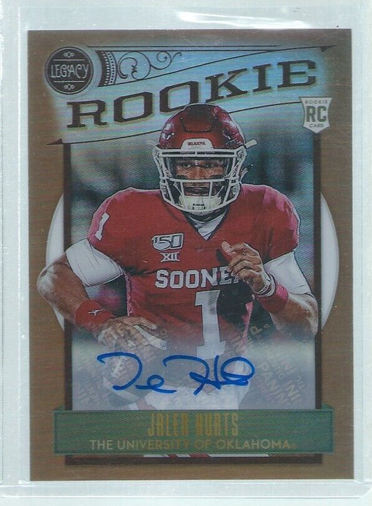JALEN HURTS 2020 PANINI LEGACY BRONZE PRIZM ROOKIE AUTO RC #D 52/100
