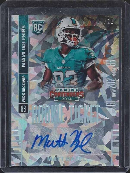 MATT HAZEL 2014 CONTENDERS CRACKED ICE ROOKIE TICKET AUTO RC #D 18/22