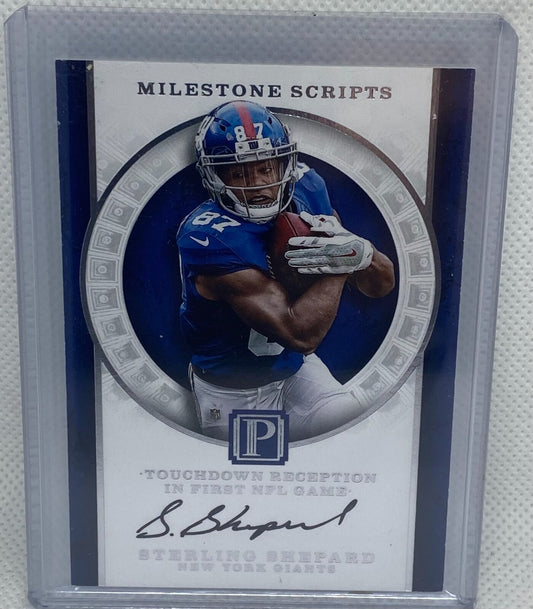 STERLING SHEPARD 2017 PANINI PANTHEON MILESTONE SCRIPTS ON CARD AUTO #D 32/99