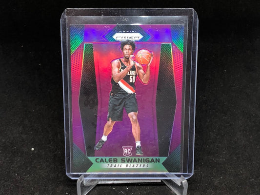 CALEB SWANIGAN 2017-18 PANINI PRIZM PURPLE PRIZMS RC #D 27/75