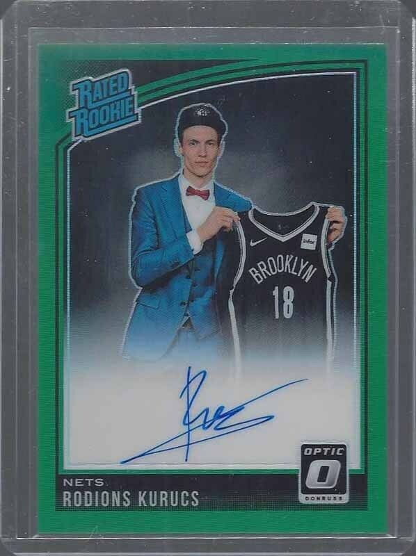 RODIONS KURUCS 2018-19 OPTIC GREEN HOLO ON CARD ROOKIE AUTO RC #D 3/5