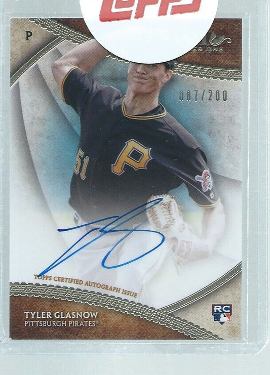 TYLER GLASNOW 2017 TOPPS TIER ONE ON CARD AUTO ROOKIE RC #D 87/200