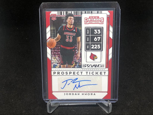 JORDAN NWORA 2020-21 PANINI CONTENDERS DRAFT PICKS PROSPECT TICKET AUTO RC # 83