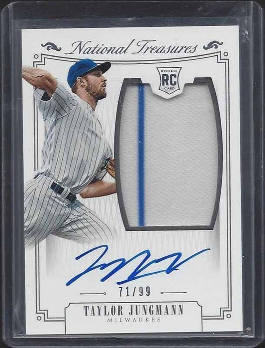 TAYLOR JUNGMANN 2015 NATIONAL TREASURES RPA ROOKIE JUMBO PATCH AUTO RC #D 71/99