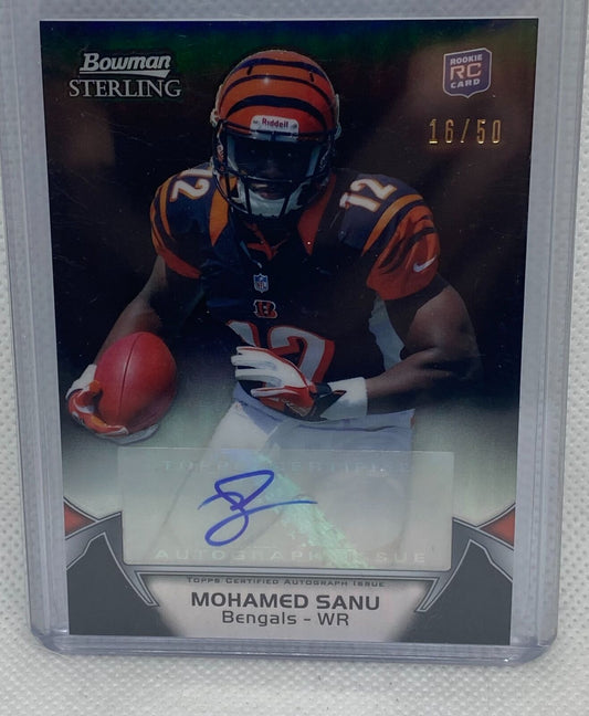 MOHAMED SANU 2012 BOWMAN STERLING BLACK REFRACTOR ROOKIE AUTO RC #D 16/50