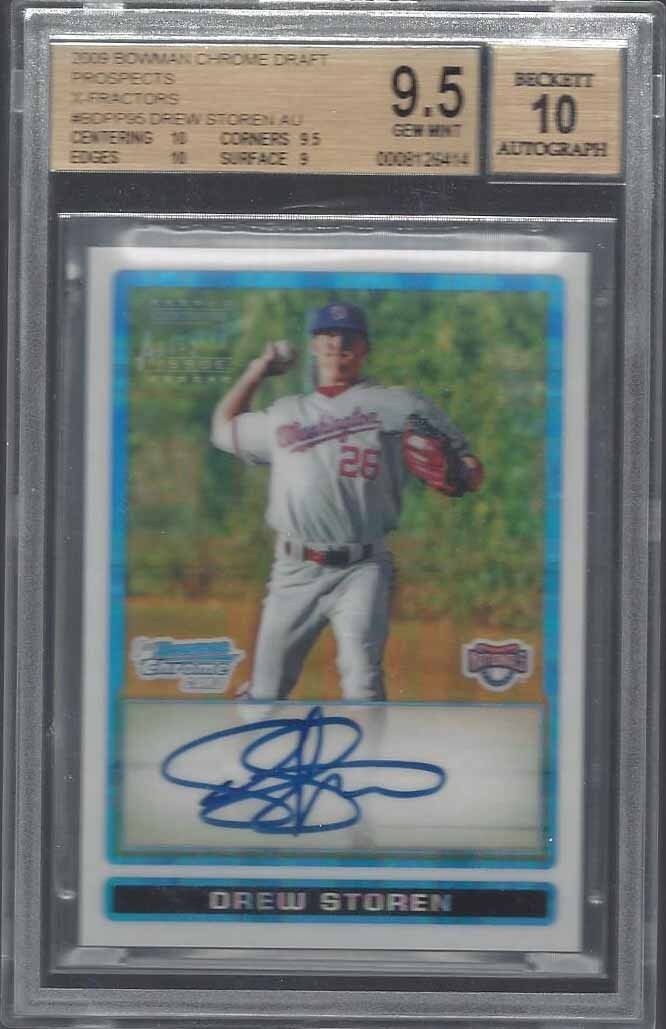 DREW STOREN 2017 BOWMAN CHROME 1ST PROSPECT X-FRACTOR AUTO #D /225 BGS 9.5 10 AU