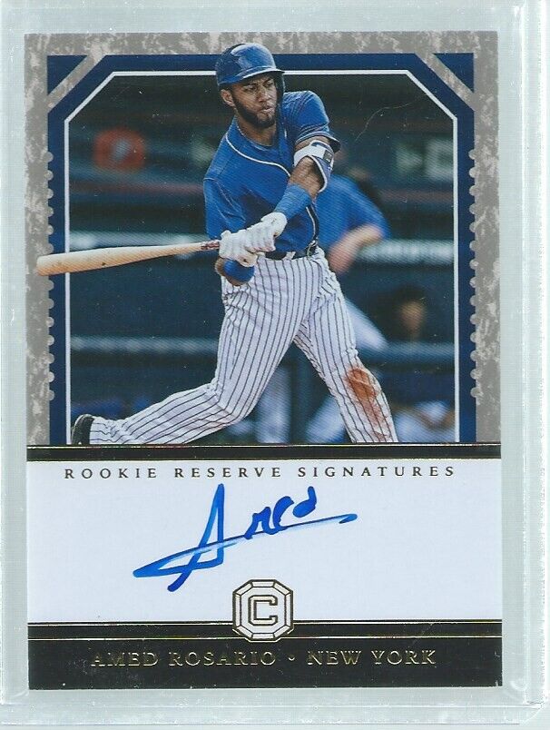 AMED ROSARIO 2018 CORNERSTONES ON CARD AUTO ROOKIE RC #D 84/99