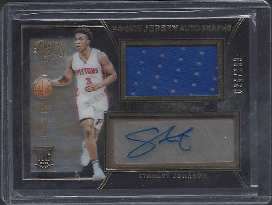 STANLEY JOHNSON 2015-16 BLACK GOLD PISTONS ROOKIE JERSEY AUTO RC #D 24/199