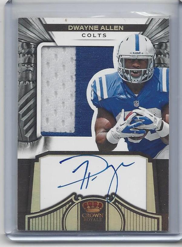 1/1 DWAYNE ALLEN 2012 CROWN ROYALE SILVER PATCH AUTO RC #D 83/99 HIS JERSEY #83!