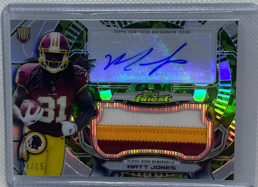 MATT JONES 2015 TOPPS FINEST CAMO REFRACTOR JUMBO PATCH AUTO RC #D 13/15