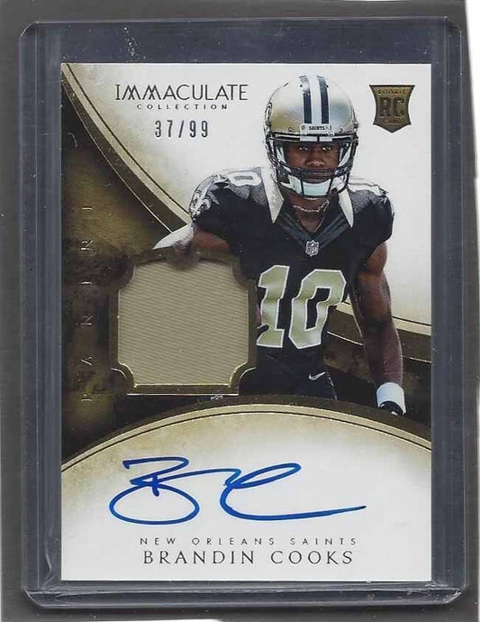 BRANDIN COOKS 2014 IMMACULATE RPA ROOKIE PATCH ON CARD AUTO RC #D 37/99