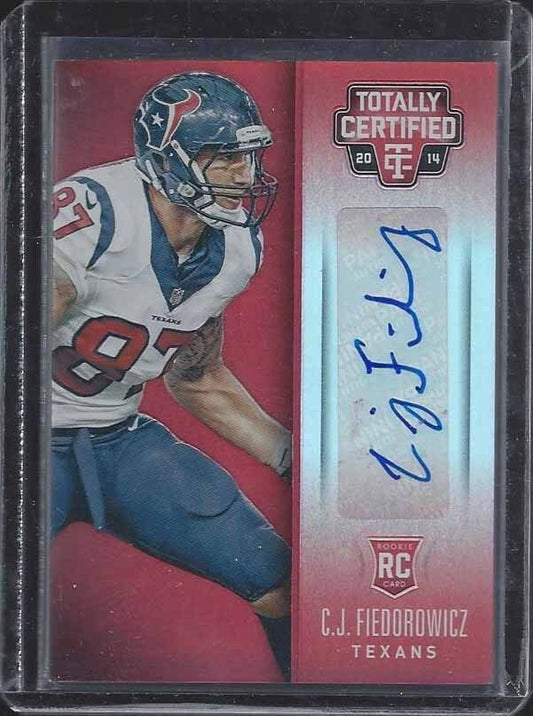 C.J. FIEDOROWICZ 2014 TOTALLY CERTIFIED PLATINUM RED ROOKIE AUTO RC #D 6/25