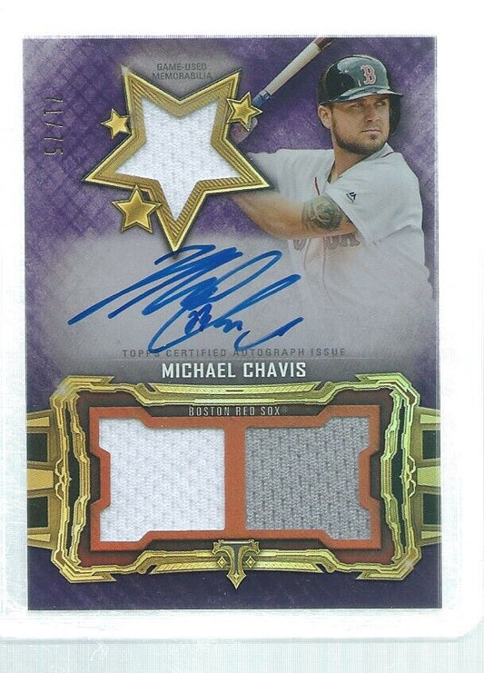 MICHAEL CHAVIS 2020 TOPPS TRIPLE THREADS PURPLE JERSEY ON CARD AUTO #D 71/75