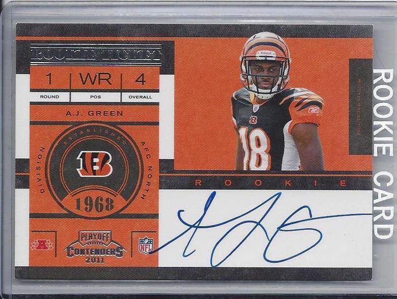 A.J. GREEN 2011 PANINI CONTENDERS ROOKIE TICKET ON CARD TRUE RC AUTO #222