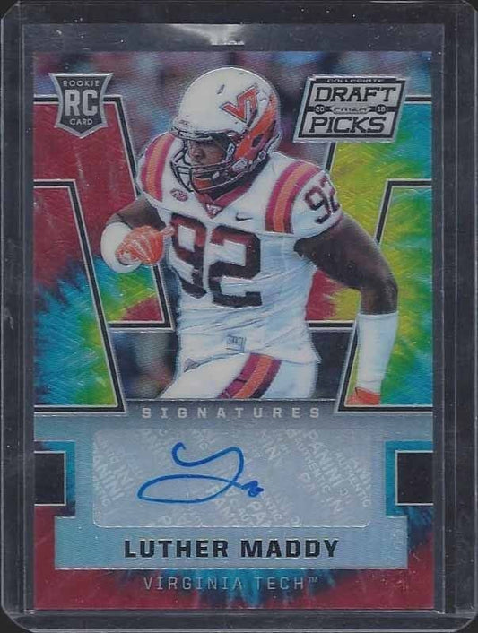LUTHER MADDY 2016 PANINI PRIZM TIE DYE PRIZMS ROOKIE AUTO RC #D 18/49