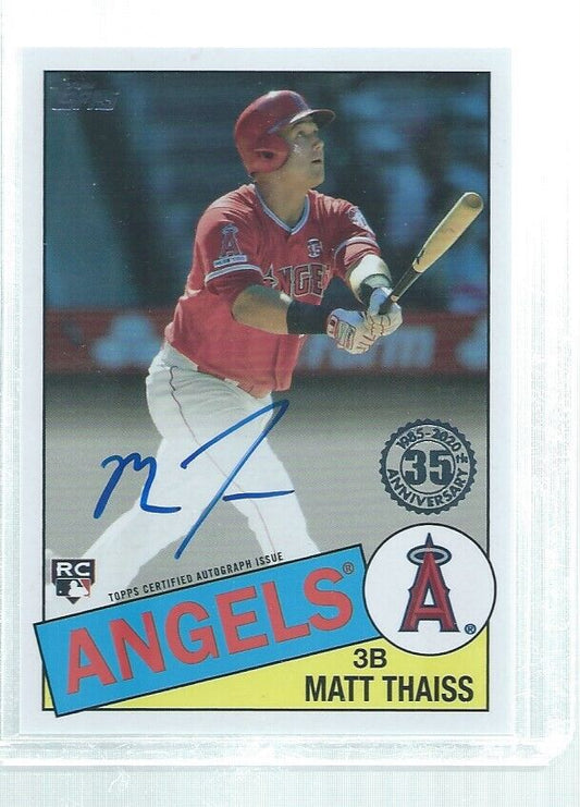 MATT THAISS 2020 TOPPS 35TH ANNIVERSARY 1985 STYLE ON CARD AUTO ROOKIE RC